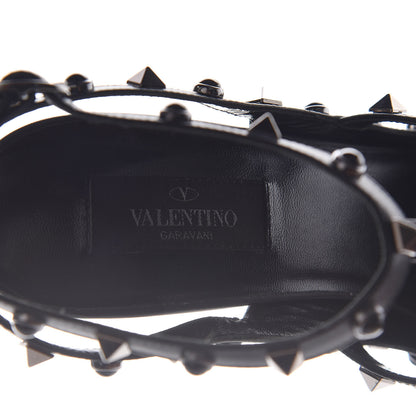 Valentino Garavani Pebbled Calfskin Onyx Rockstud Rolling Ankle Strap 100mm Pumps 41 Black 9 of 11