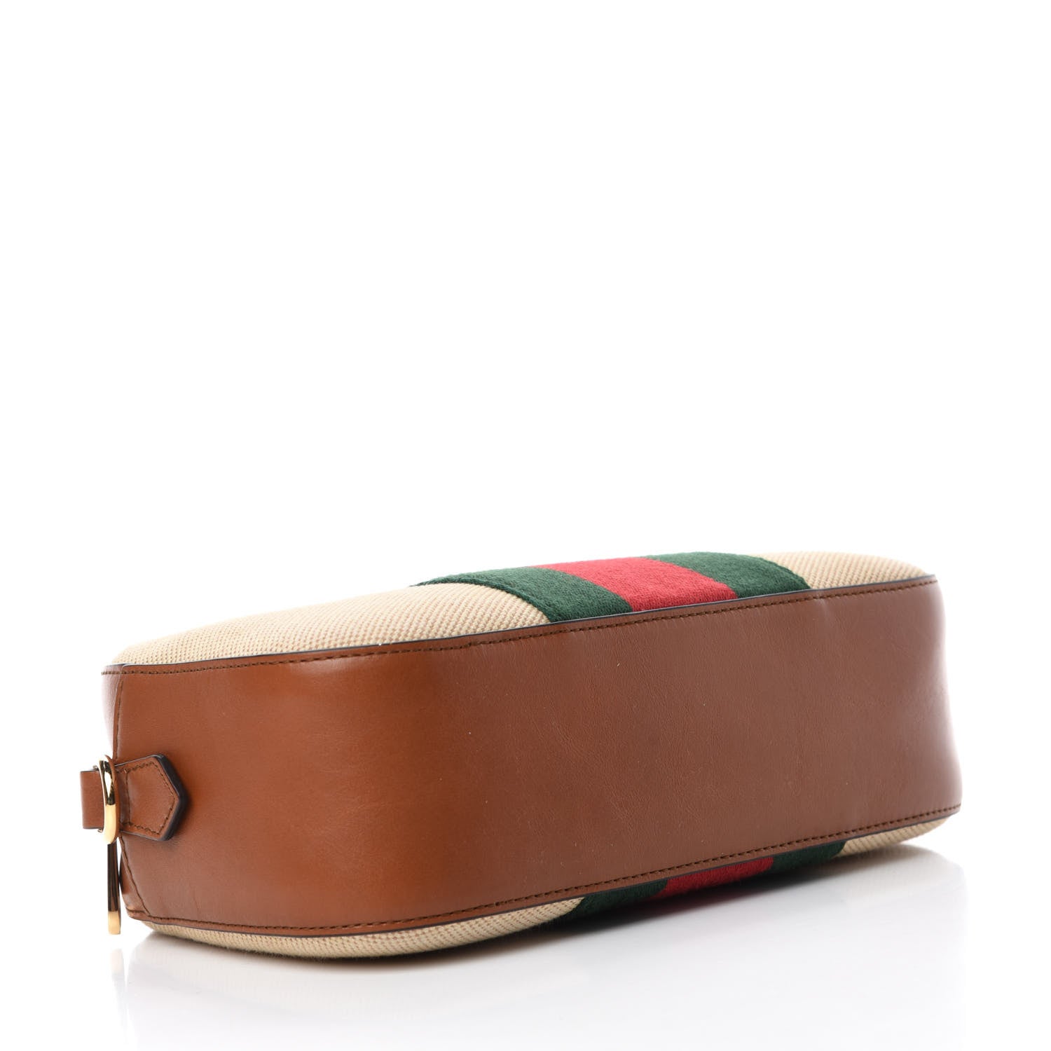 Gucci Vintage Canvas Web Shoulder Bag Sand Cuir 4 of 11