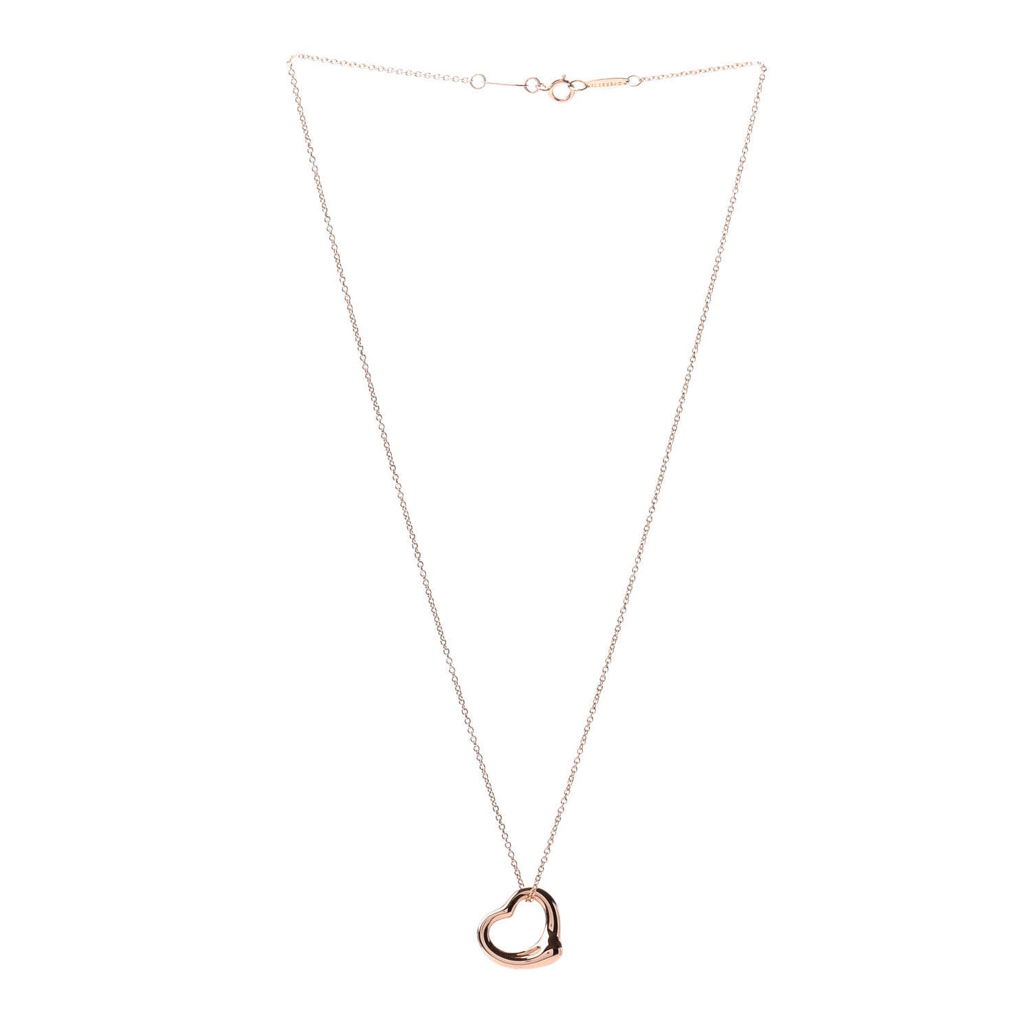 18K Rose Gold 16mm Elsa Peretti Open Heart Pendant Necklace