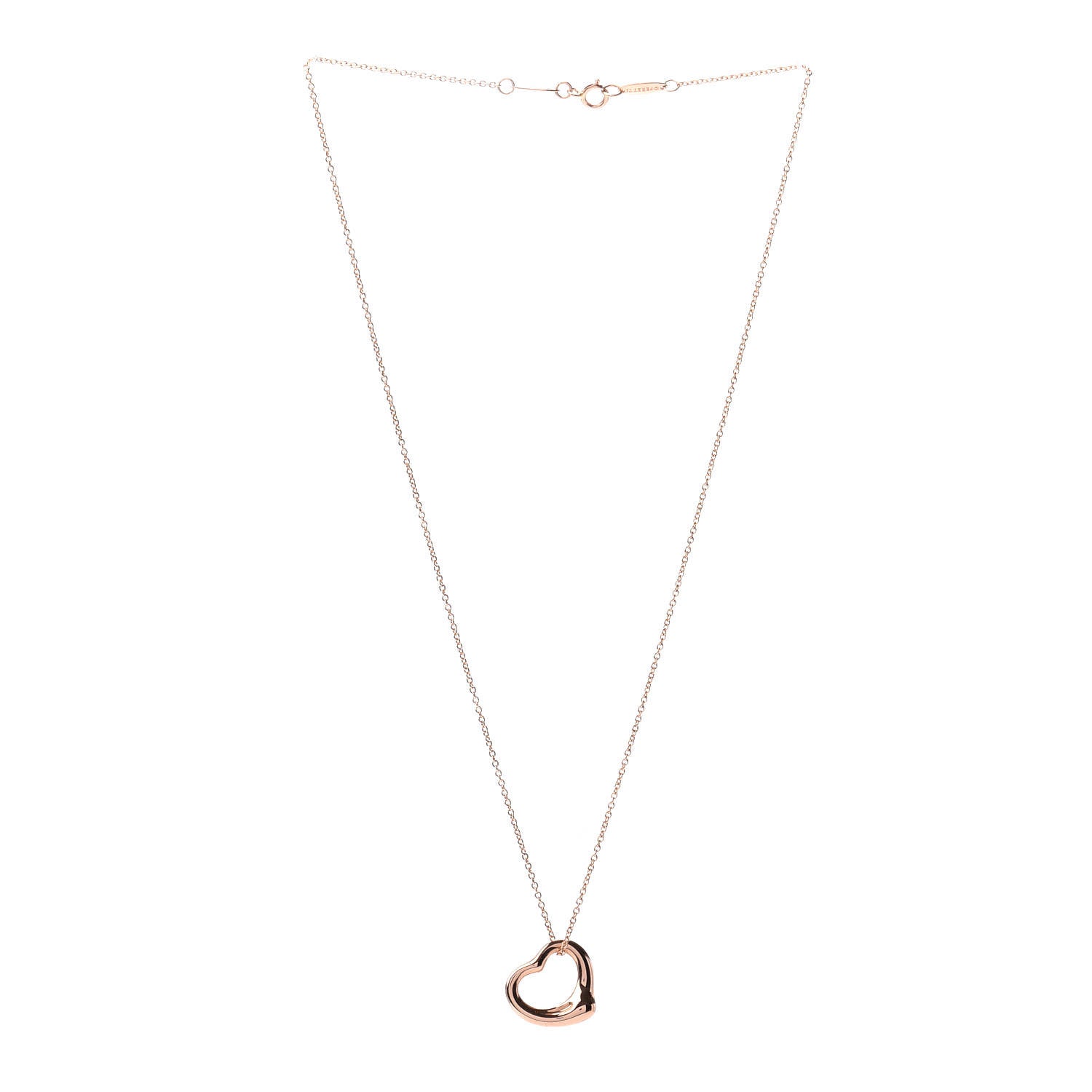 Tiffany 18K Rose Gold 16mm Elsa Peretti Open Heart Pendant Necklace 4 of 5