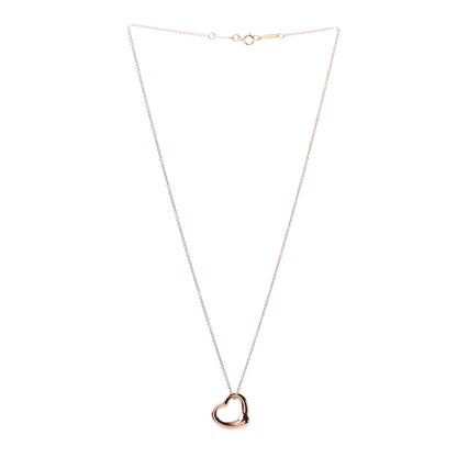 Tiffany 18K Rose Gold 16mm Elsa Peretti Open Heart Pendant Necklace 4 of 5