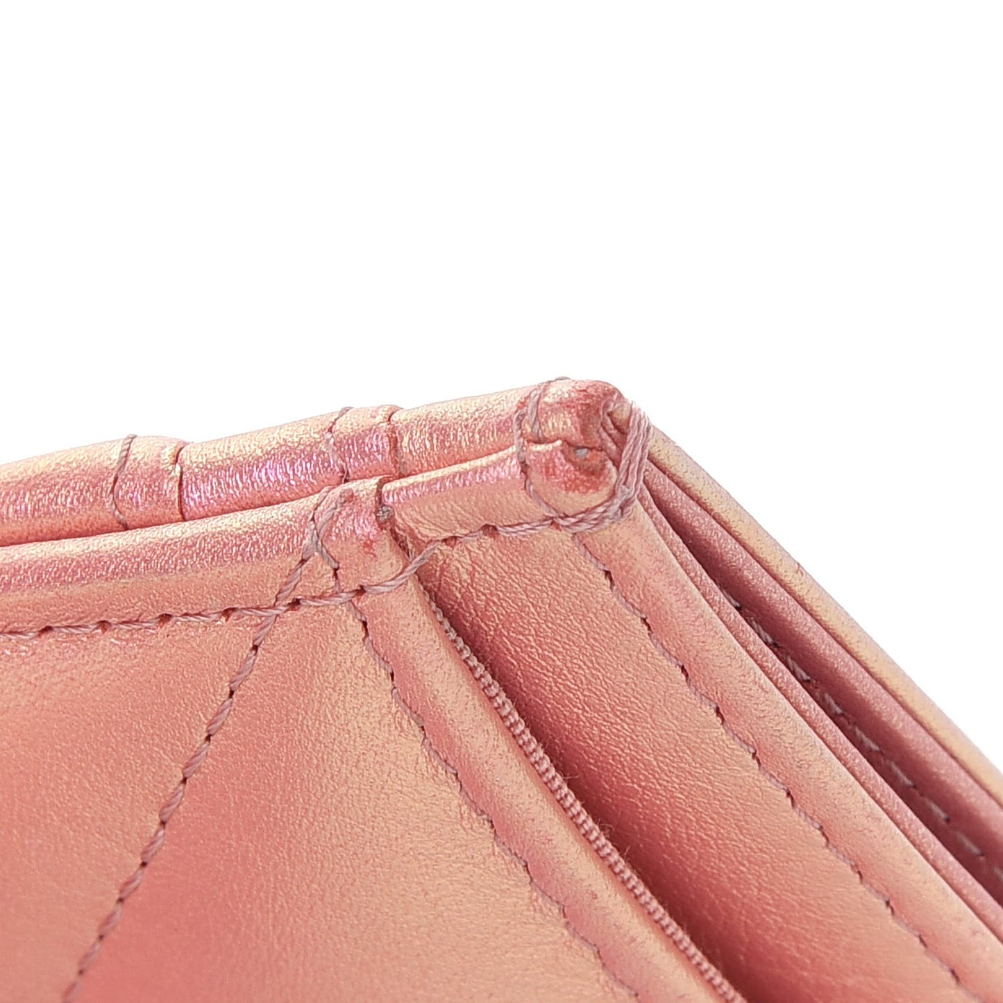 Iridescent Calfskin Quilted Chanel 19 Card Holder Pink
