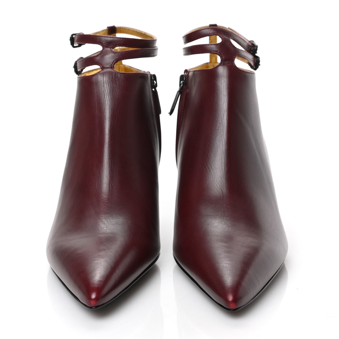 Gleam Calfskin Ankle Strap Mid Heel Booties 37.5 Barolo