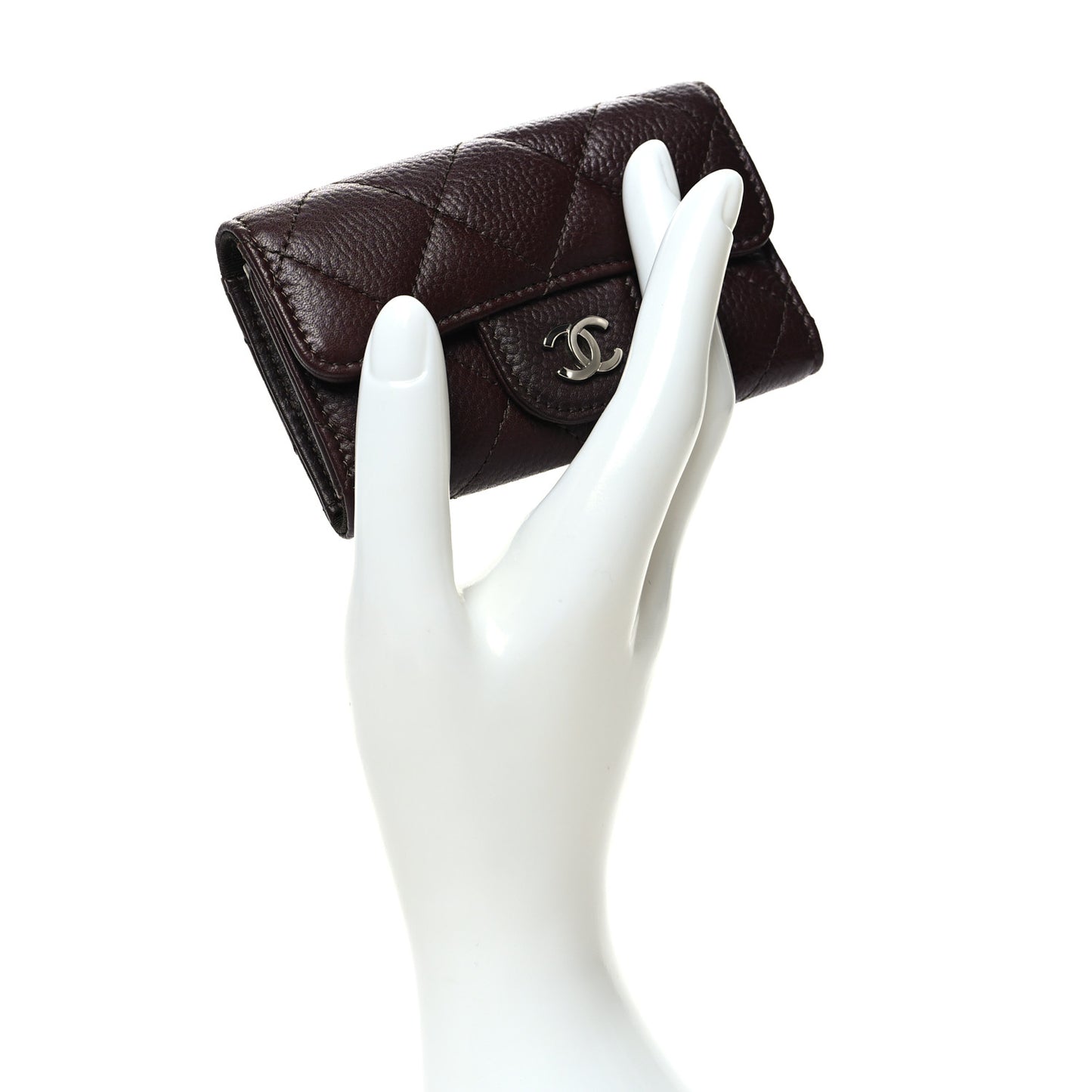Caviar Quilted 6 Key Holder Dark Brown