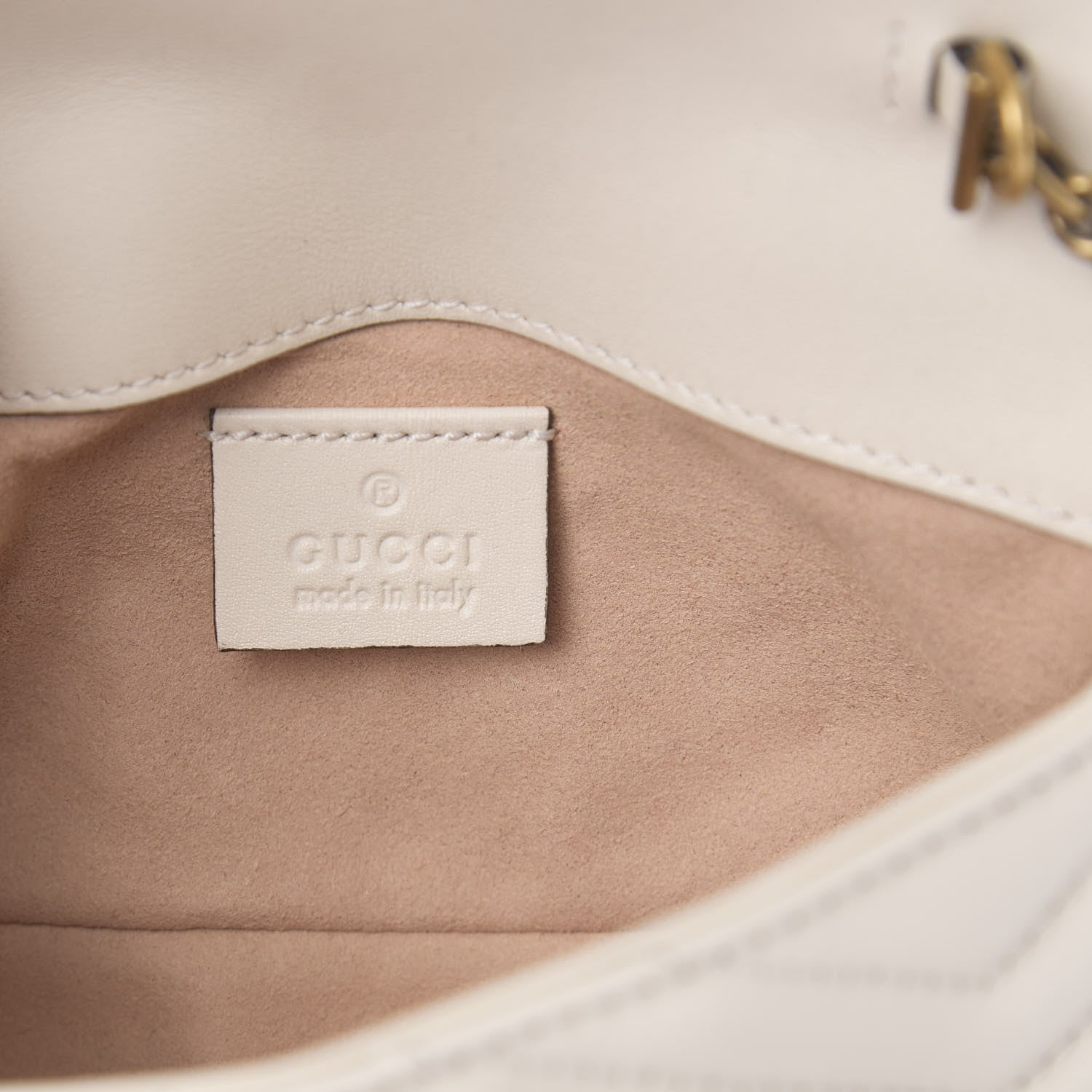 Gucci Calfskin Matelasse Super Mini GG Marmont Shoulder Bag White 6 of 11