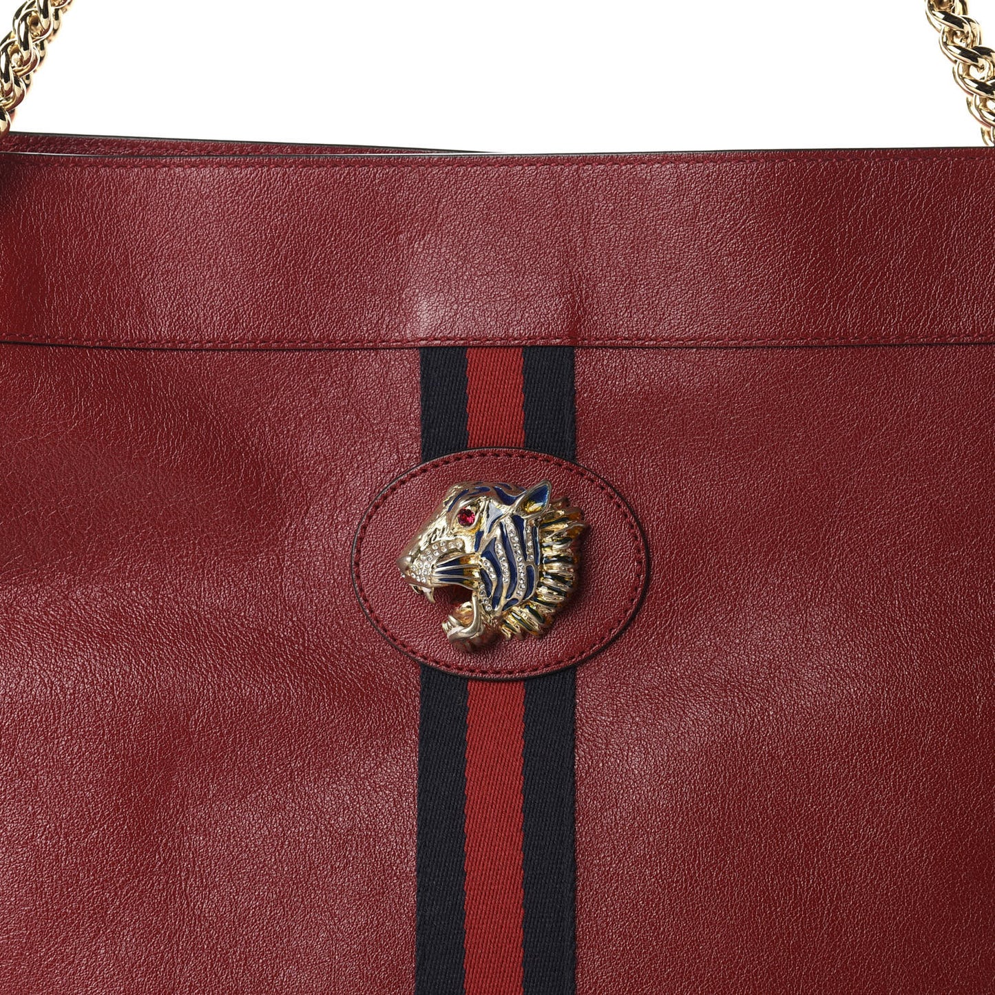 Calfskin Large Rajah Chain Tote Romantic Cherry