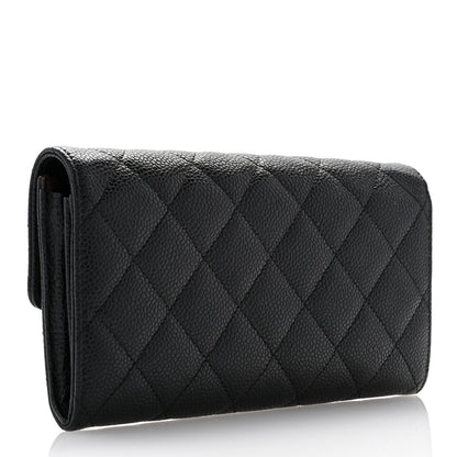 Chanel Caviar Quilted Large Gusset Flap Wallet Black 3 of 8
