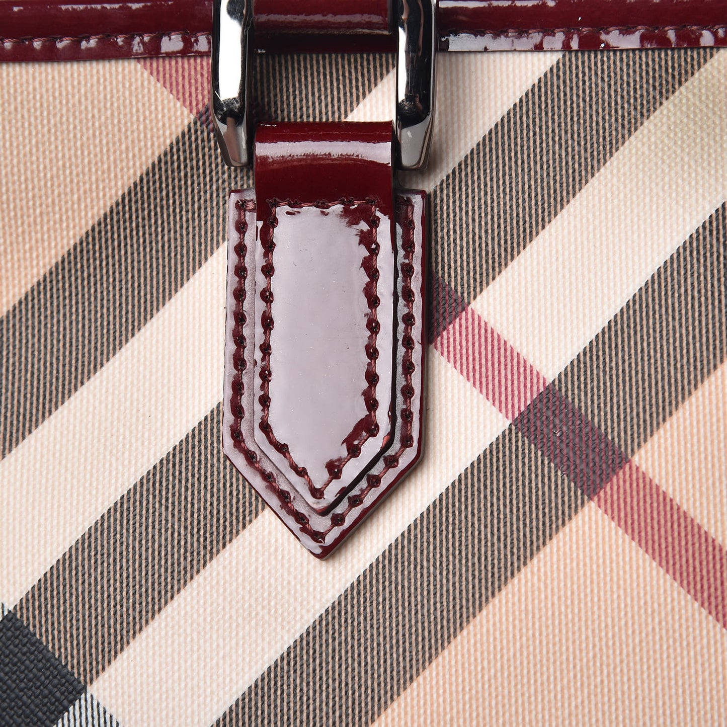 Patent Nova Check Shopper Tote Red