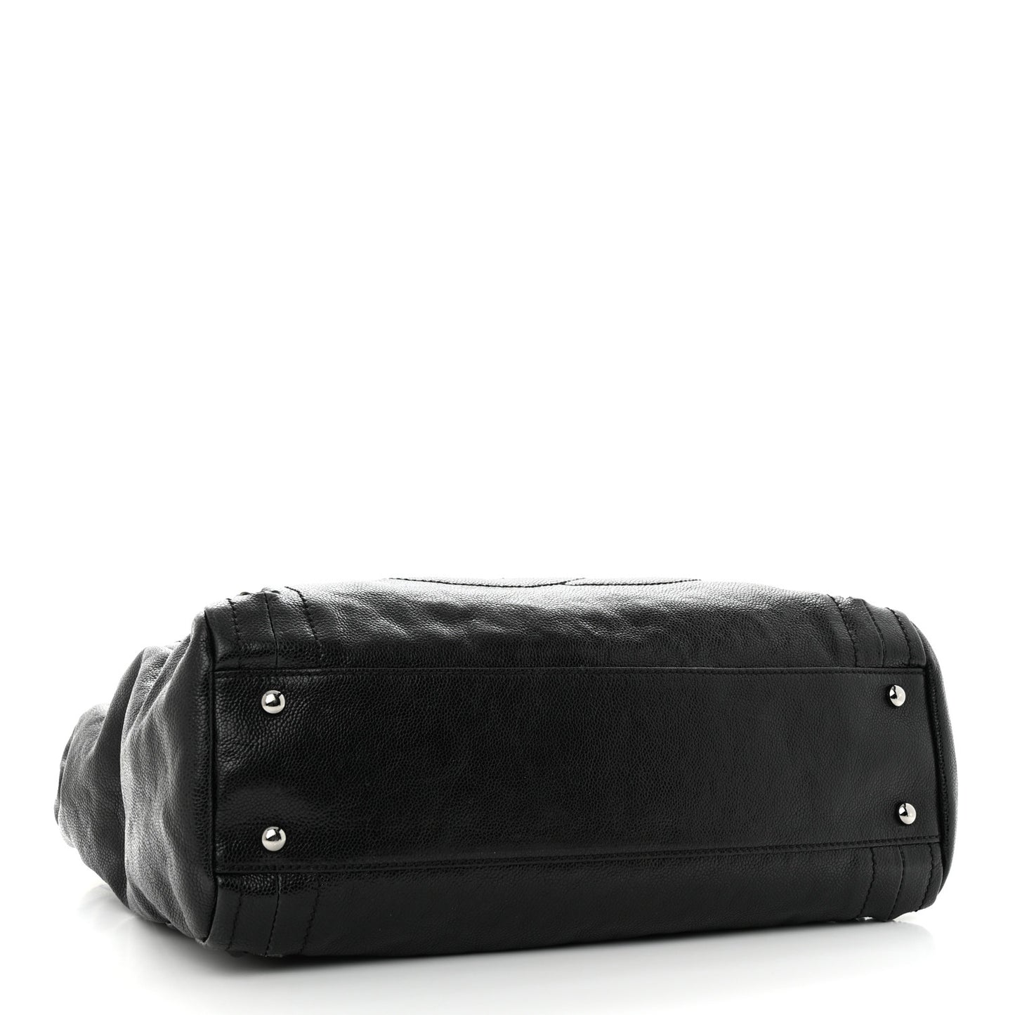 Glazed Calfskin Modern Chain Tote Black