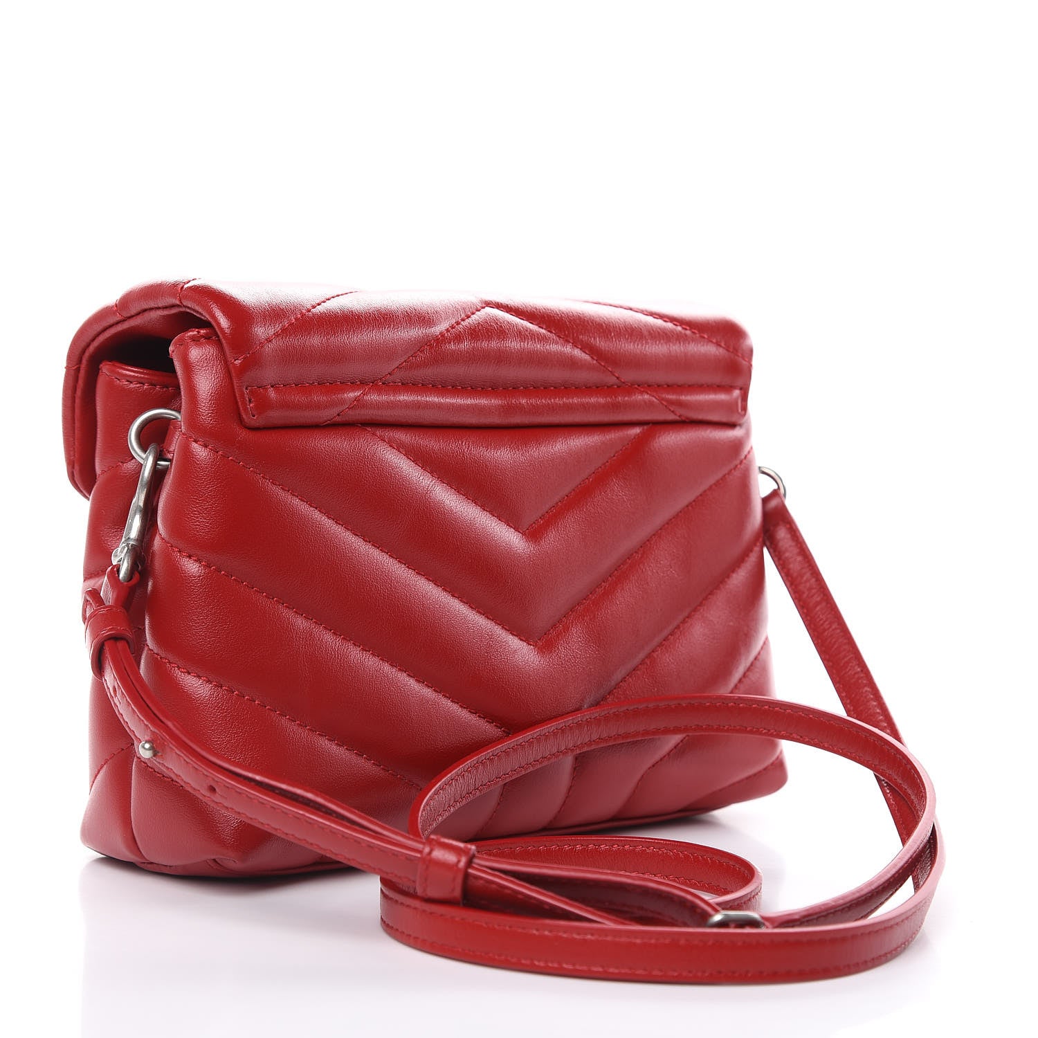 Saint Laurent Calfskin Y Quilted Monogram Toy Loulou Crossbody Bag Rouge Eros 3 of 12
