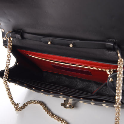 Valentino Garavani Lambskin Rockstud Spike Wallet on Chain Black 5 of 7