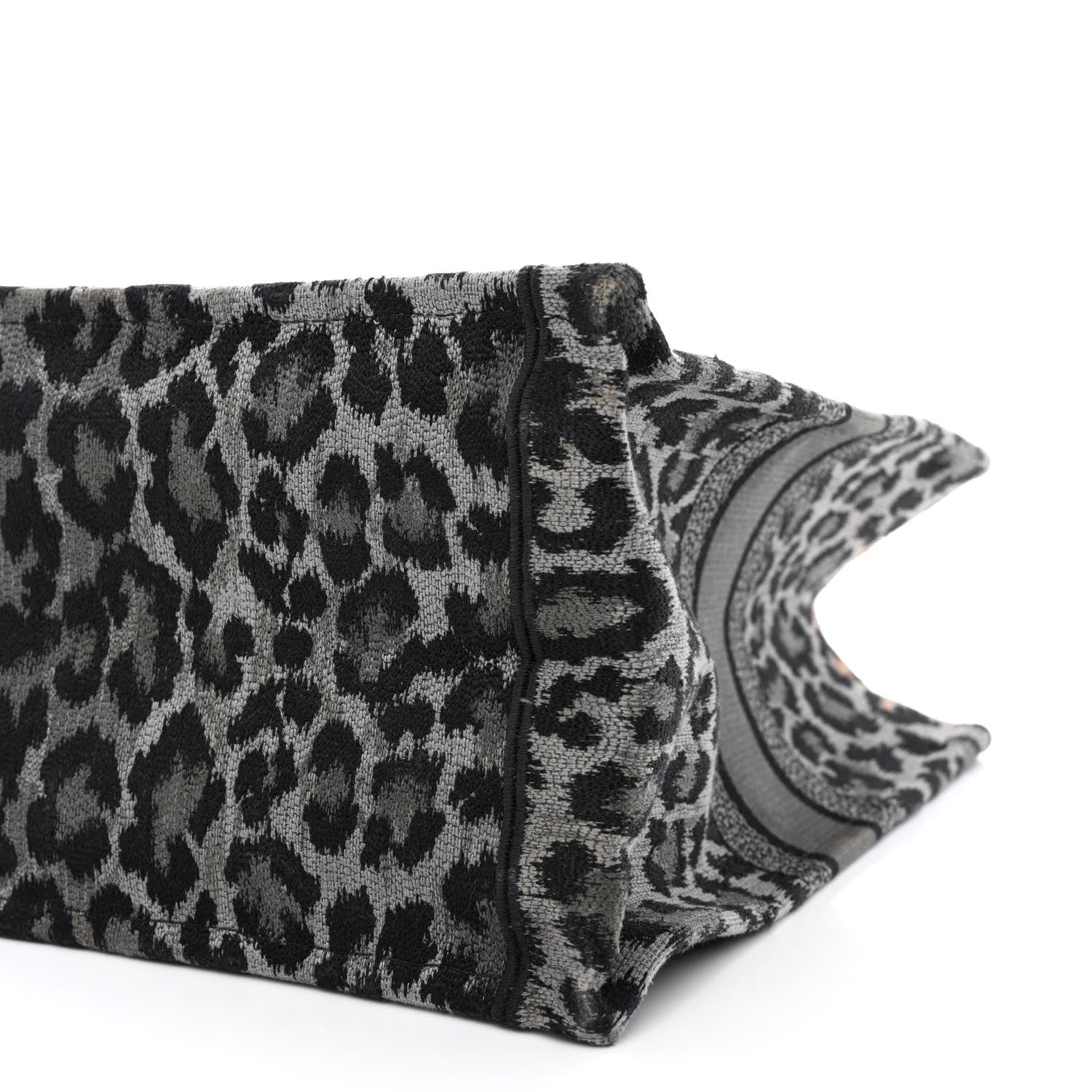 Christian Dior Canvas Mizza Embroidered Large Leopard Book Tote Grey 10 of 12