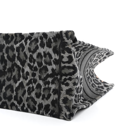 Christian Dior Canvas Mizza Embroidered Large Leopard Book Tote Grey 10 of 12