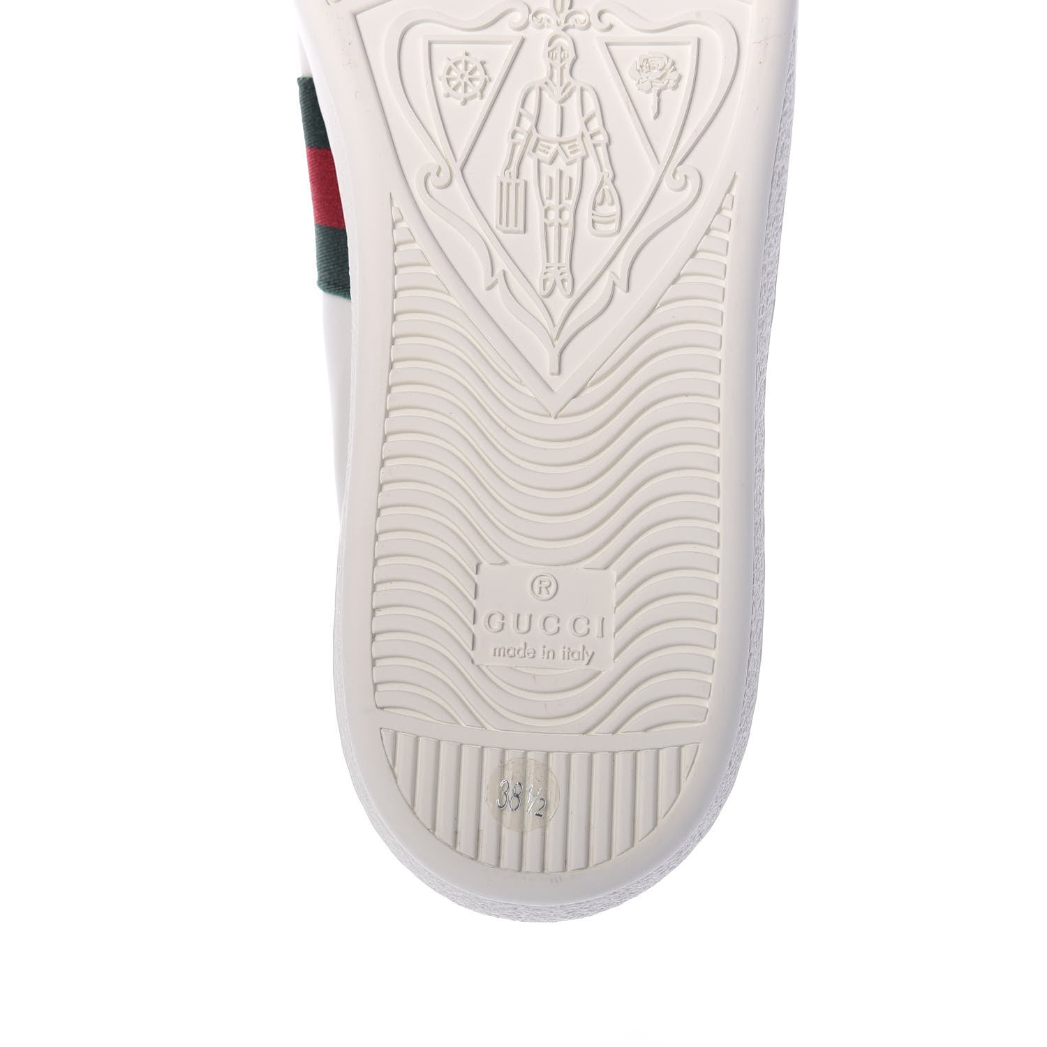 Gucci Calfskin Crocodile Web Ace Sneakers 38.5 White Green 8 of 9