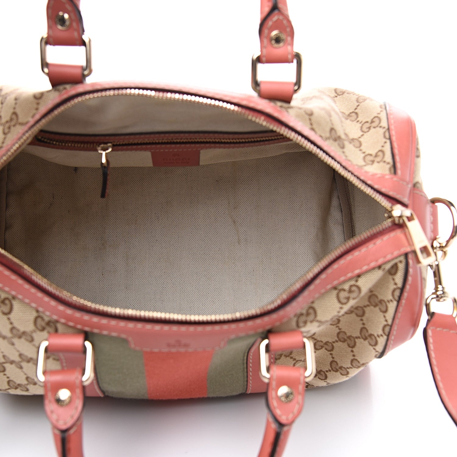 Gucci Monogram Medium Vintage Web Boston Pink 4 of 16