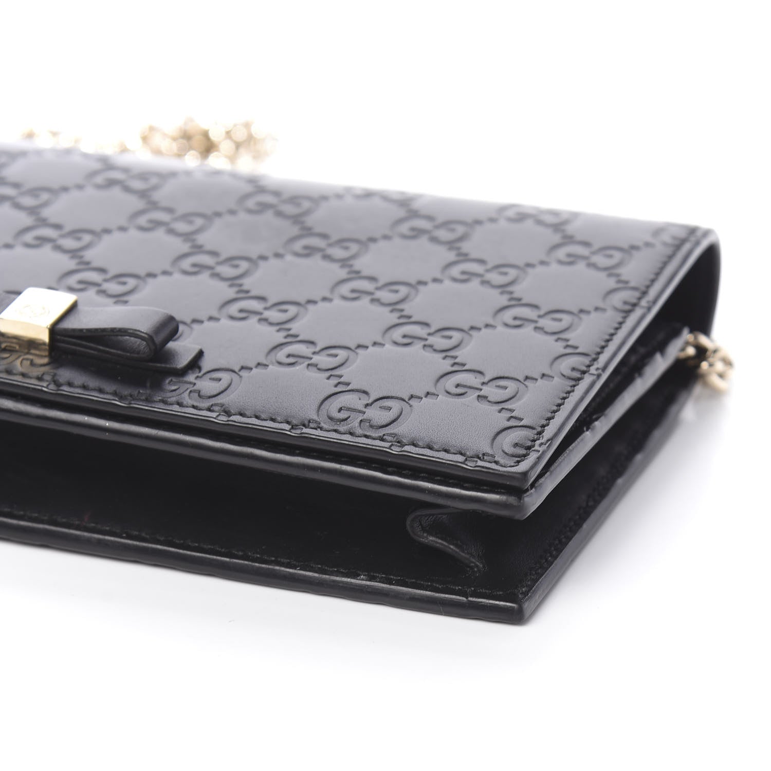 Gucci Guccissima Signature Bowy Chain Wallet Black 15 of 16