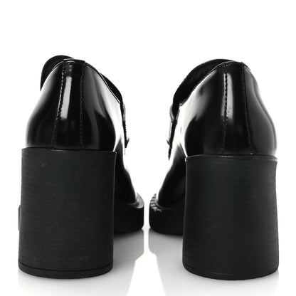 Prada Spazzolato Metal Triangle Logo 85mm Loafers 40 Black 6 of 12