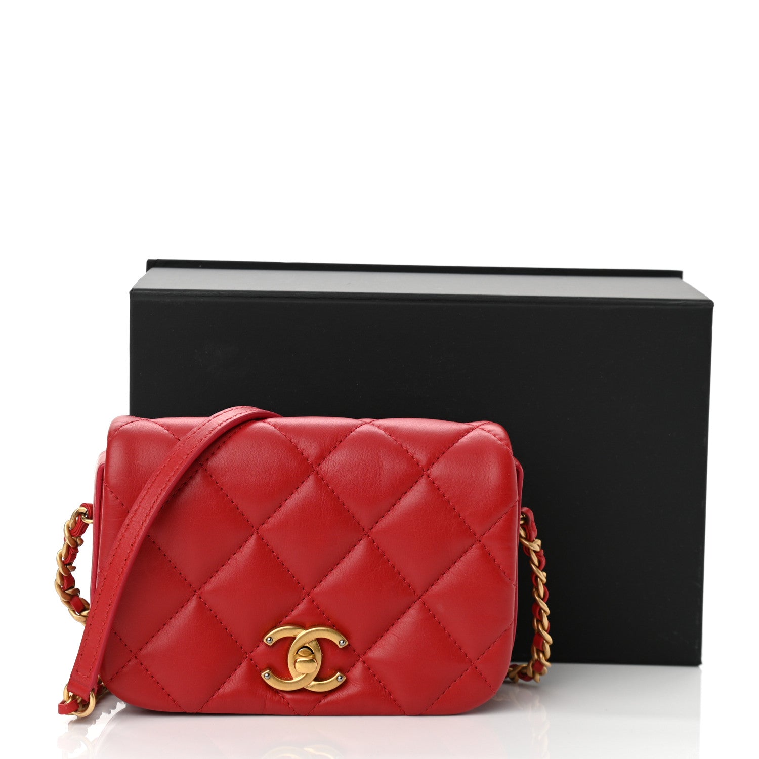 Chanel Calfskin Quilted Mini Nailed CC Flap Bag Red 11 of 11