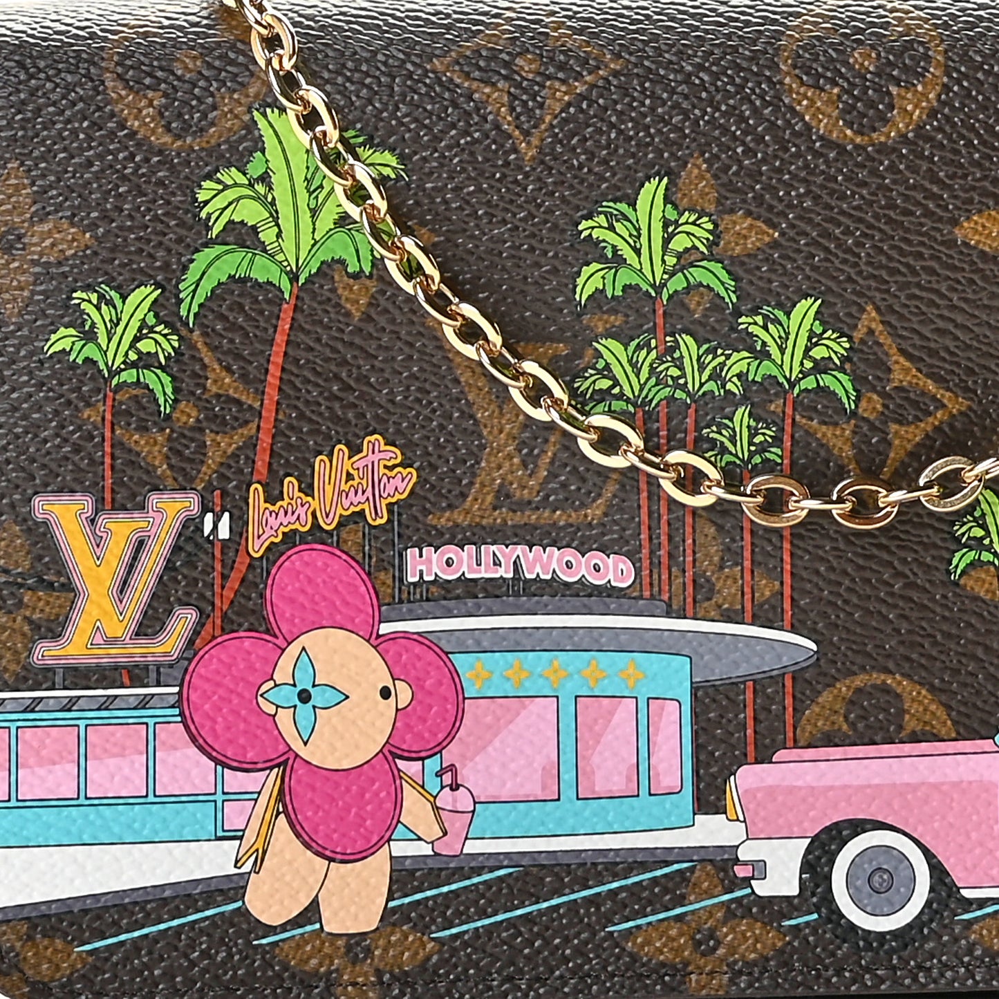 Monogram 2021 Christmas Animation Hollywood Pochette Felicie Chain Wallet Fuchsia