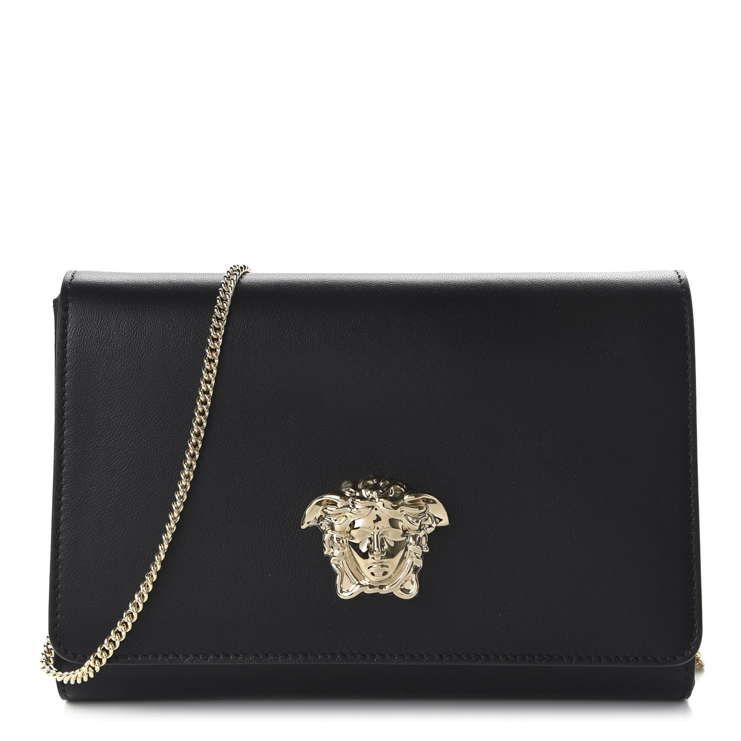 Versace Vitello Palazzo Medusa Evening Clutch Bag Black 1 of 9