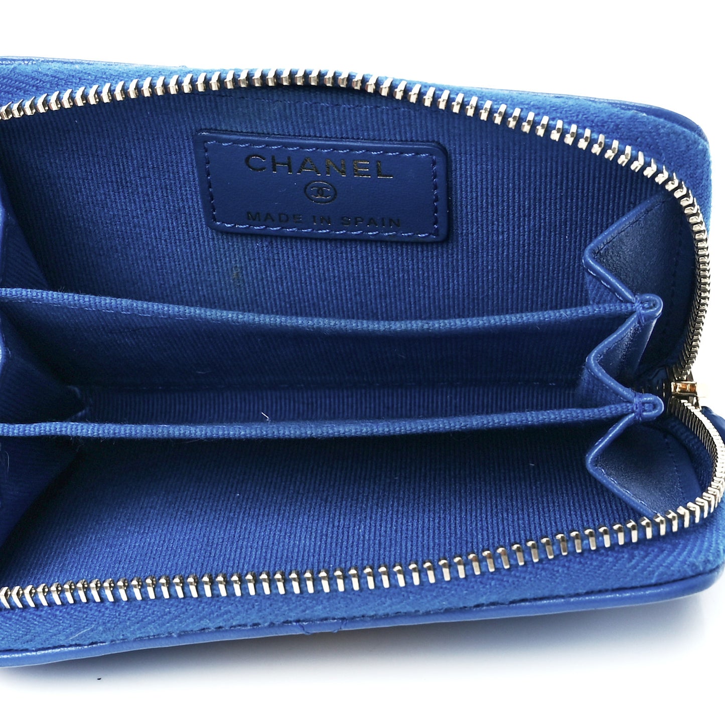 Lambskin Quilted Chanel 19 Zip Around Coin Purse Wallet Dark Blue
