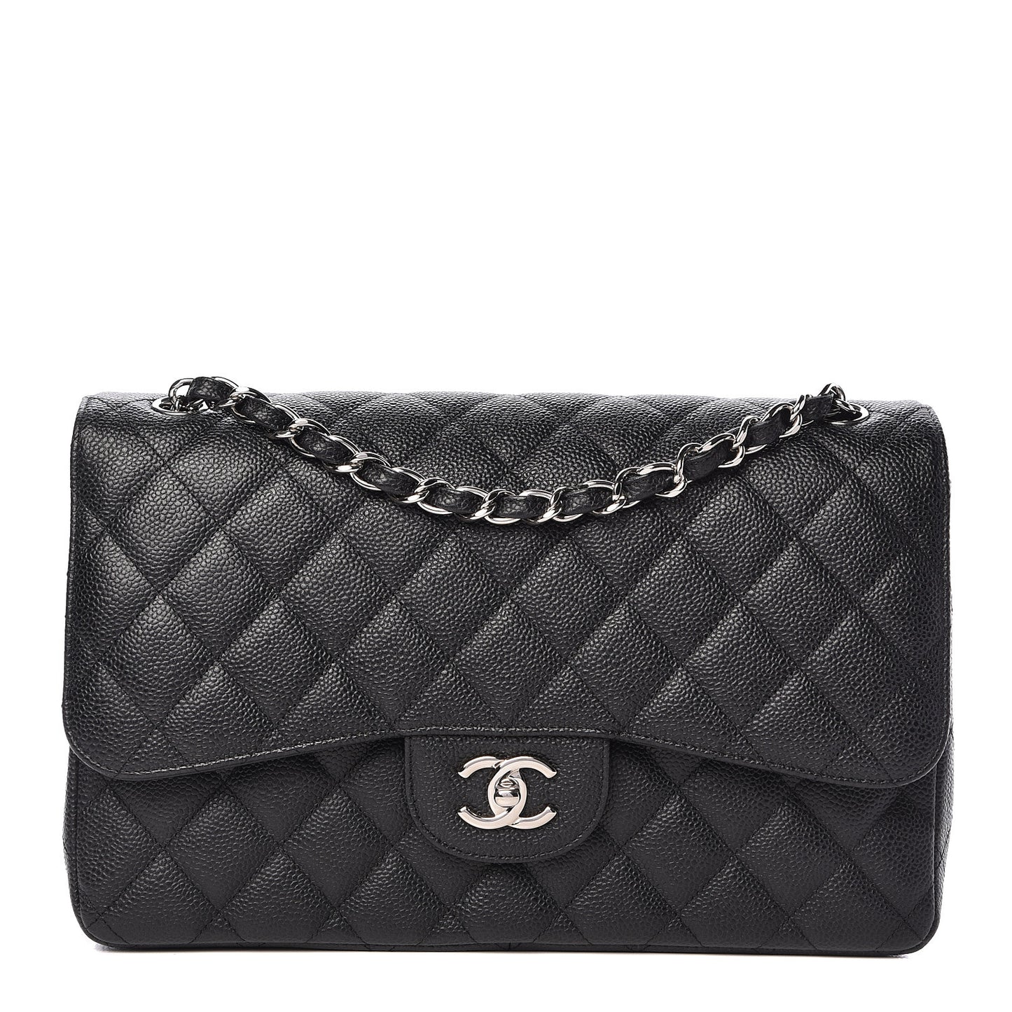 Caviar Quilted Jumbo Double Flap Black