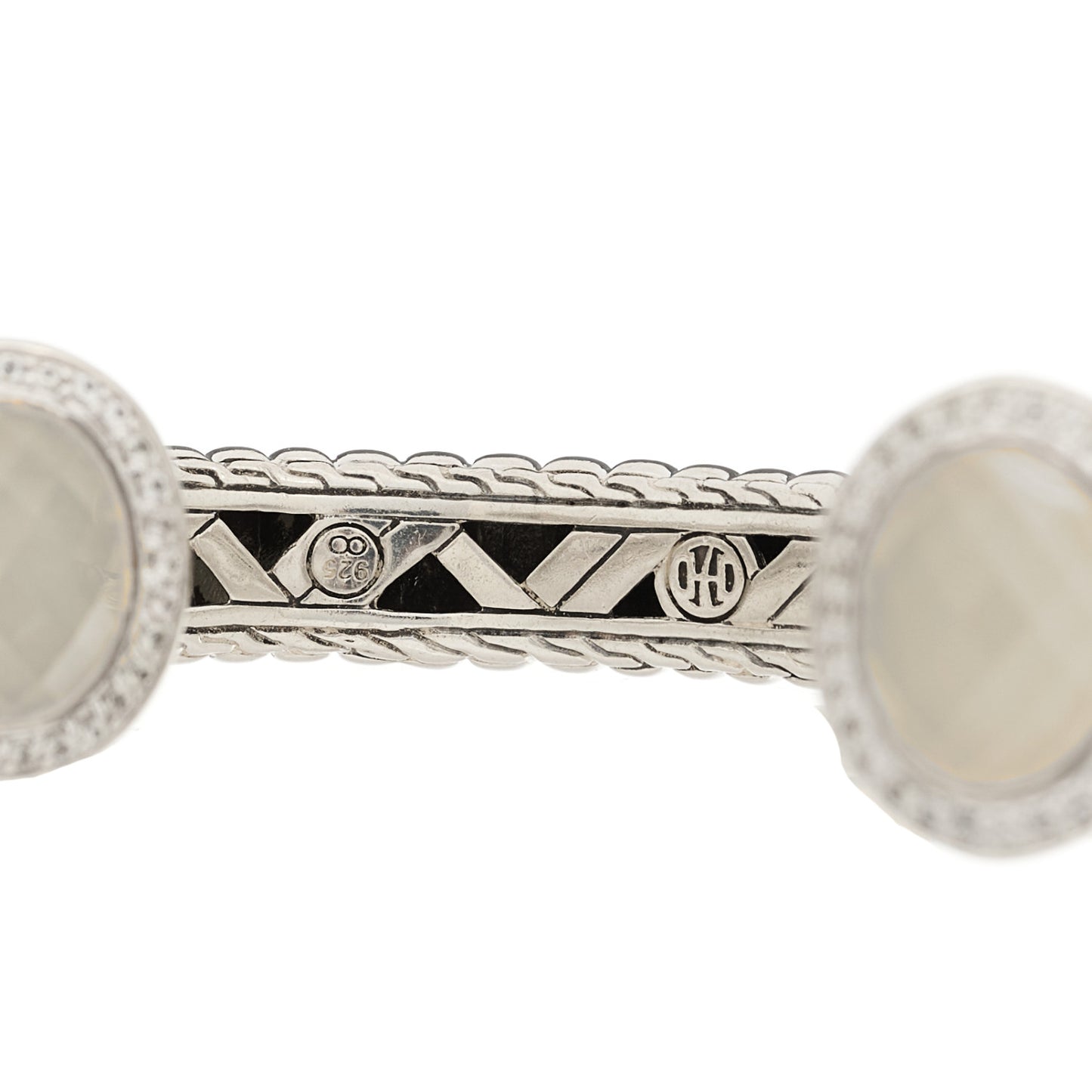 Sterling Silver Chalcedony White Topaz Kick Cuff Bracelet