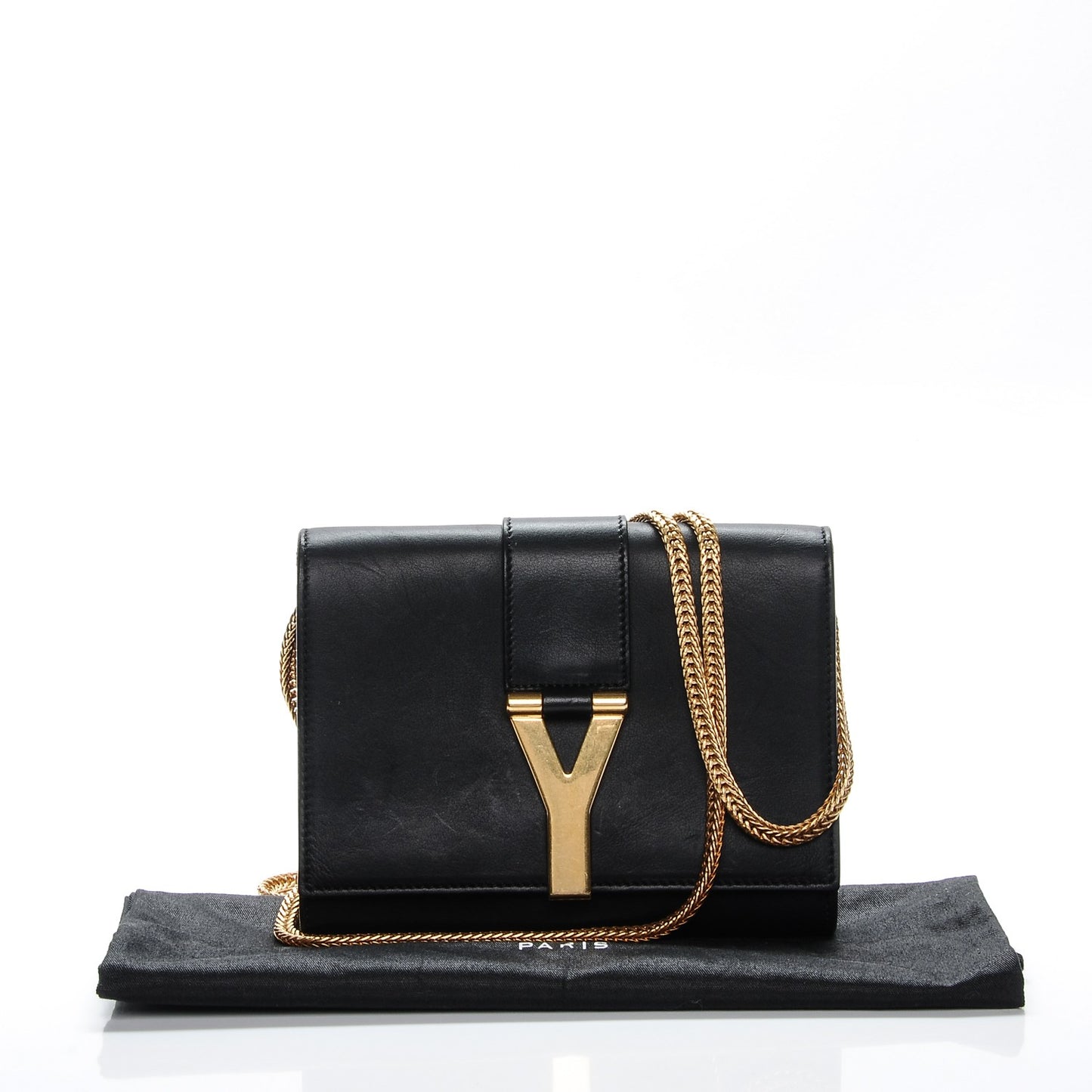 Calfskin Small Classic Y Satchel Bag Black