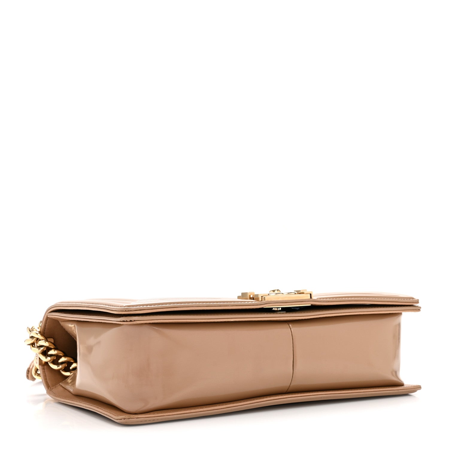Chanel Iridescent Patent Calfskin New Medium Boy Flap Beige 4 of 12