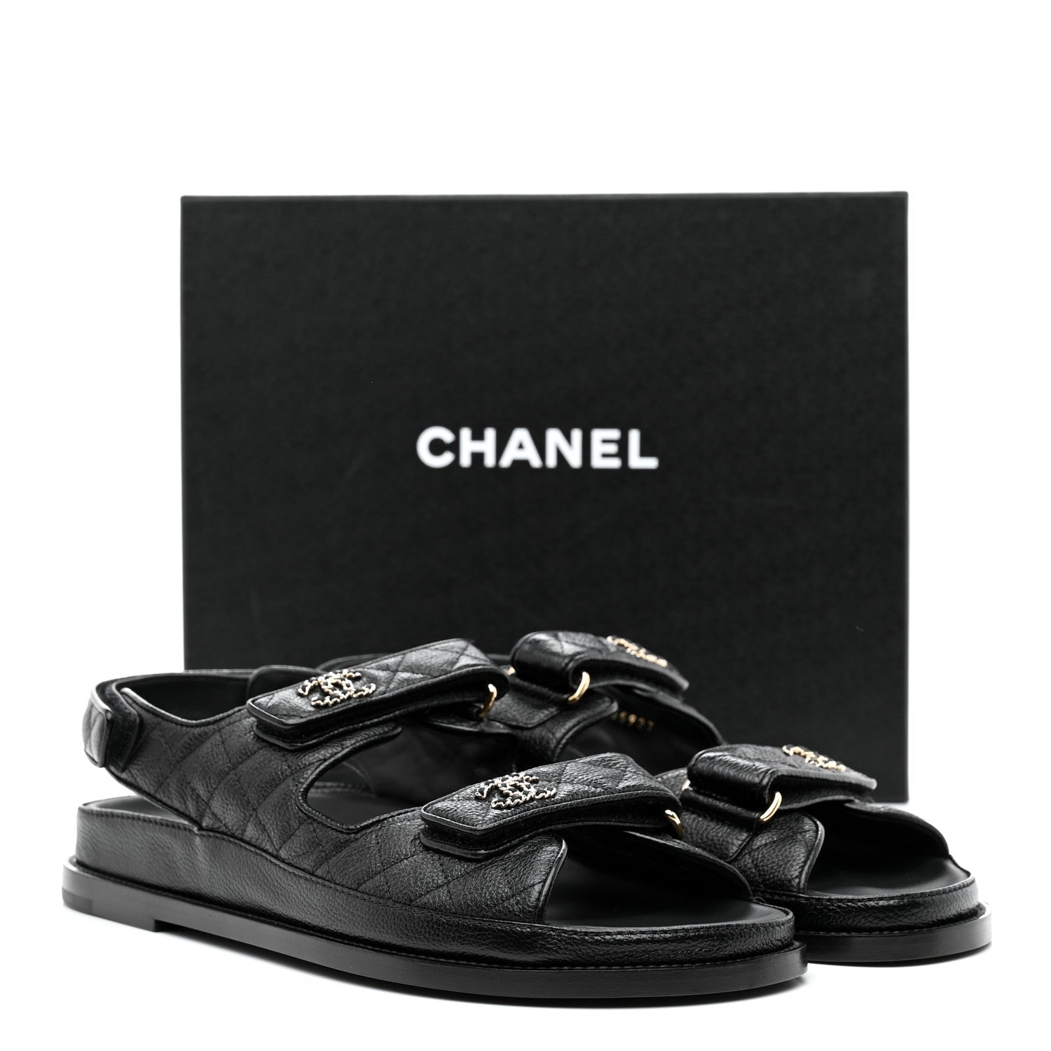 Chanel Grained Calfskin Velcro Dad Sandals 41.5 Black 9 of 9