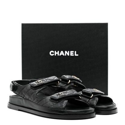 Chanel Grained Calfskin Velcro Dad Sandals 41.5 Black 9 of 9