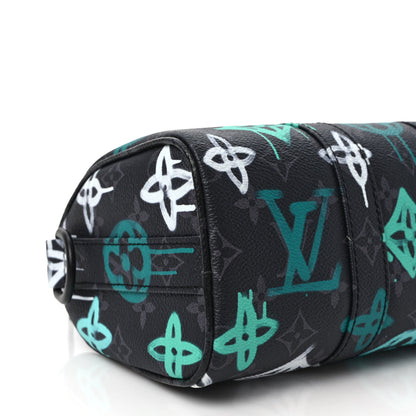 Louis Vuitton Monogram Eclipse LV Graffiti Keepall Bandouliere 25 Green Lights 7 of 8