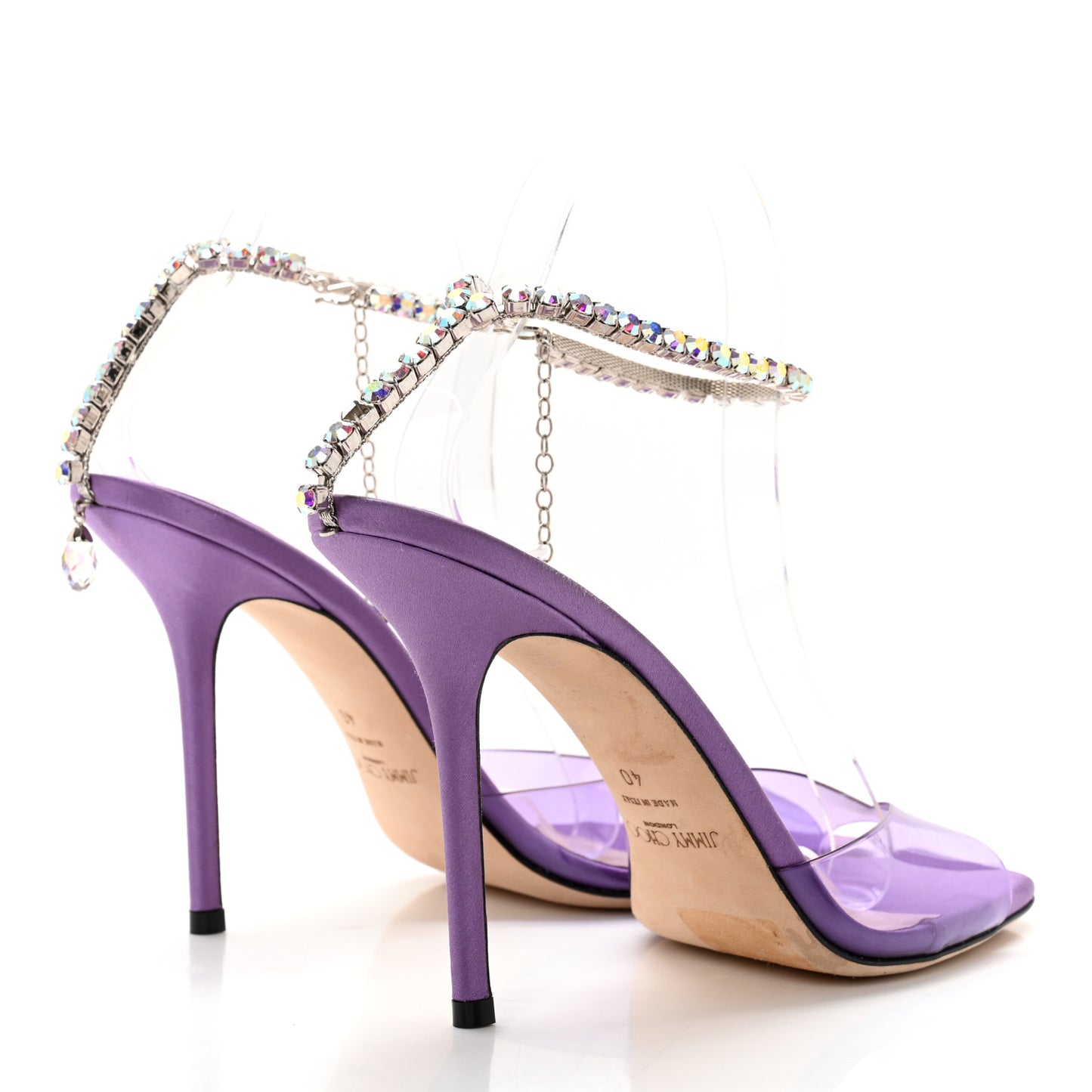Satin PVC Crystal Saeda 100 Sandals 40 Wisteria