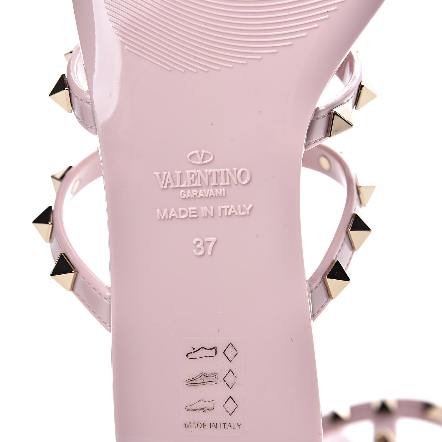 Valentino Garavani PVC Jelly Rockstud Caged Flat Thong Sandals 37 Water Rose 7 of 8