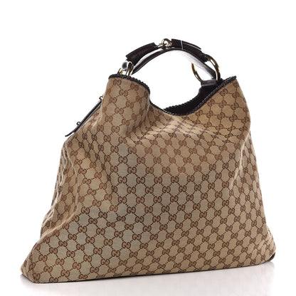 Gucci Monogram Large Horsebit Chain Hobo Dark Brown 3 of 9