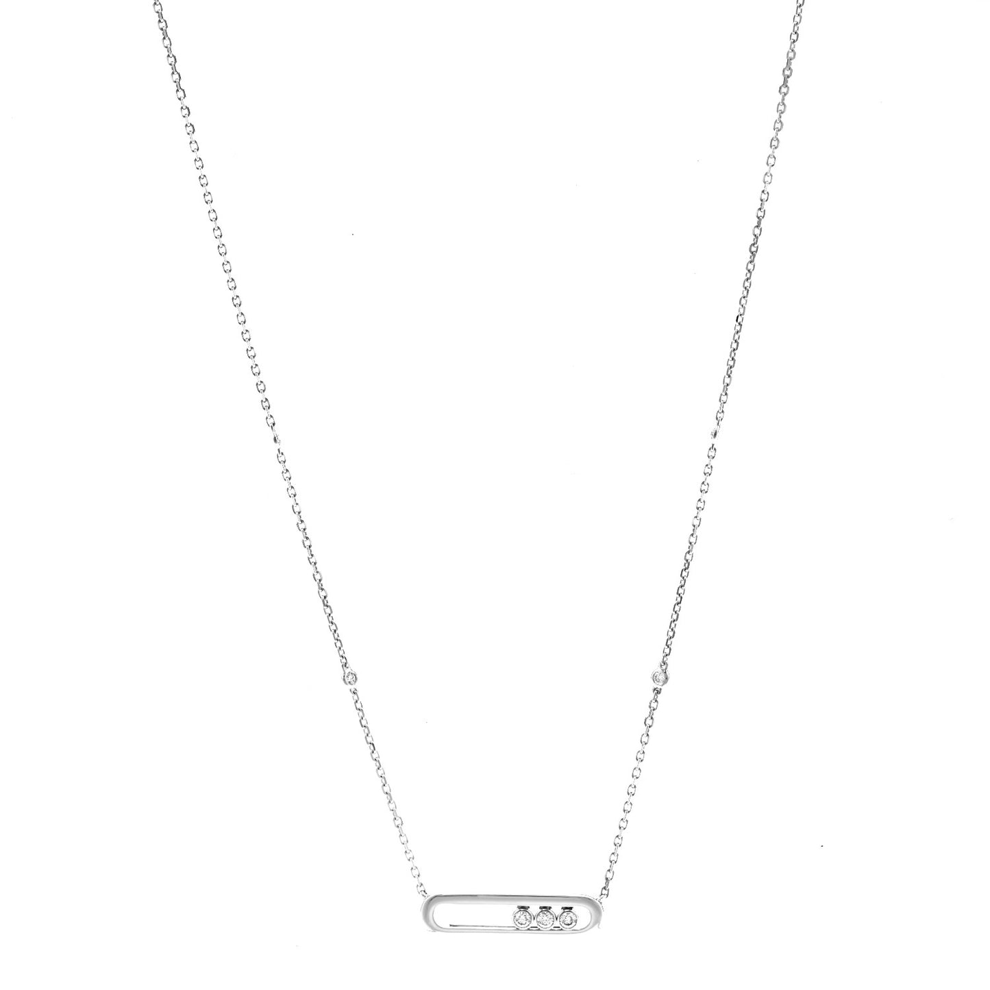 18K White Gold Diamond Baby Move Necklace