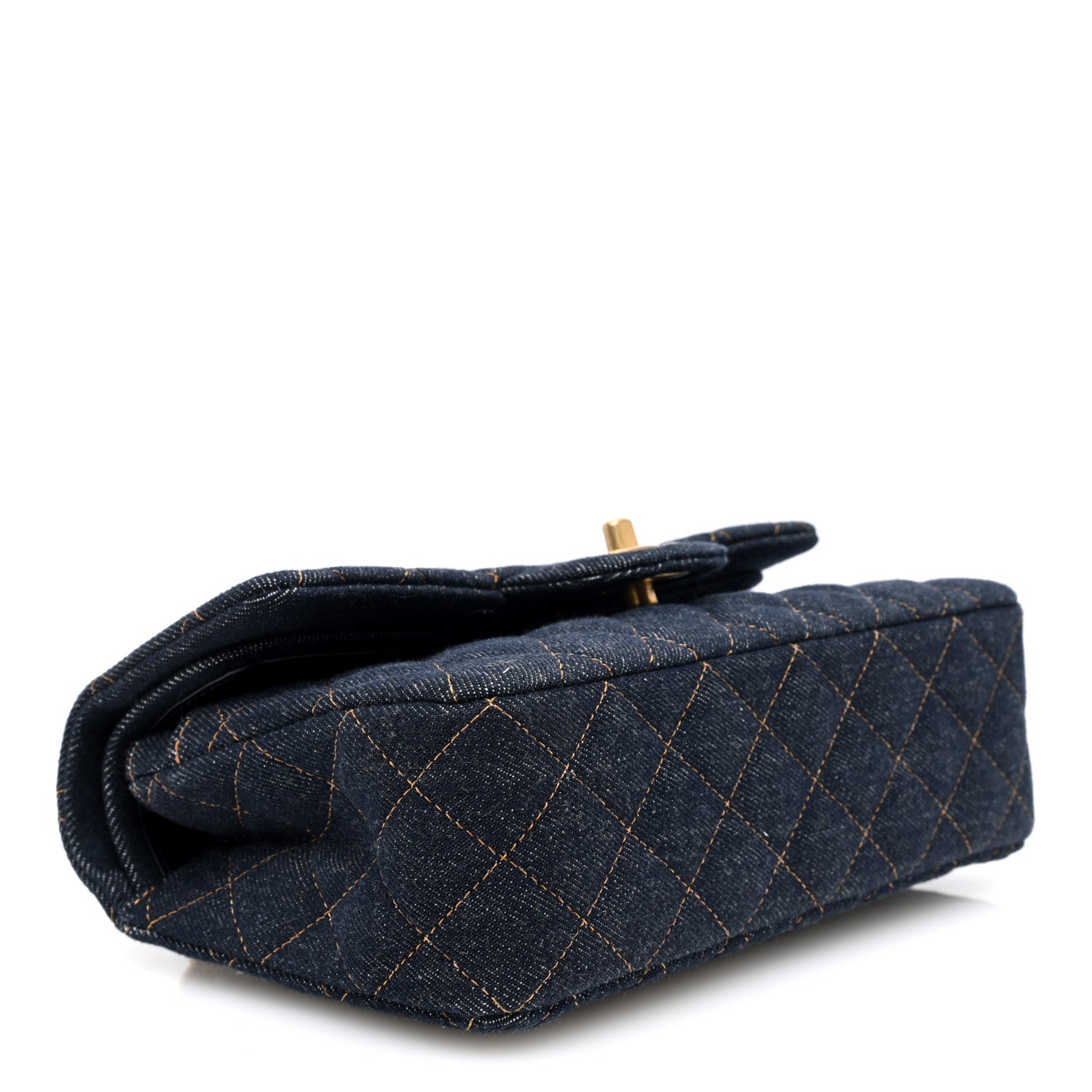 Chanel Denim Quilted Medium Double Flap Dark Blue 4 of 10