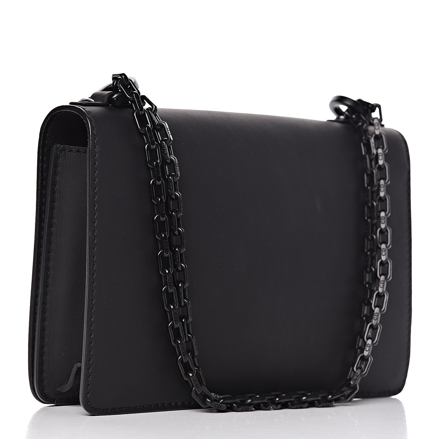 Ultra Matte Calfskin J'Adior Chain Flap Bag Black