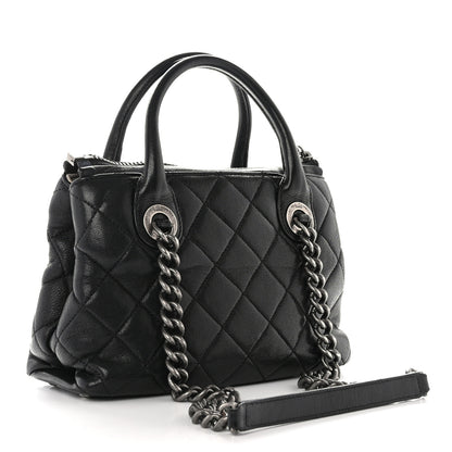 Chanel Shiny Sheepskin Quilted Small Shopping Tote Black 3 of 13