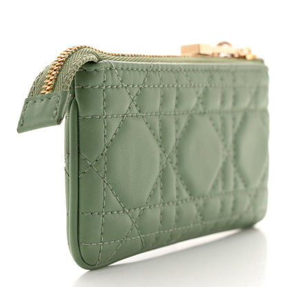 Christian Dior Lambskin Cannage Lady Dior Zipped Key Case Green 3 of 7