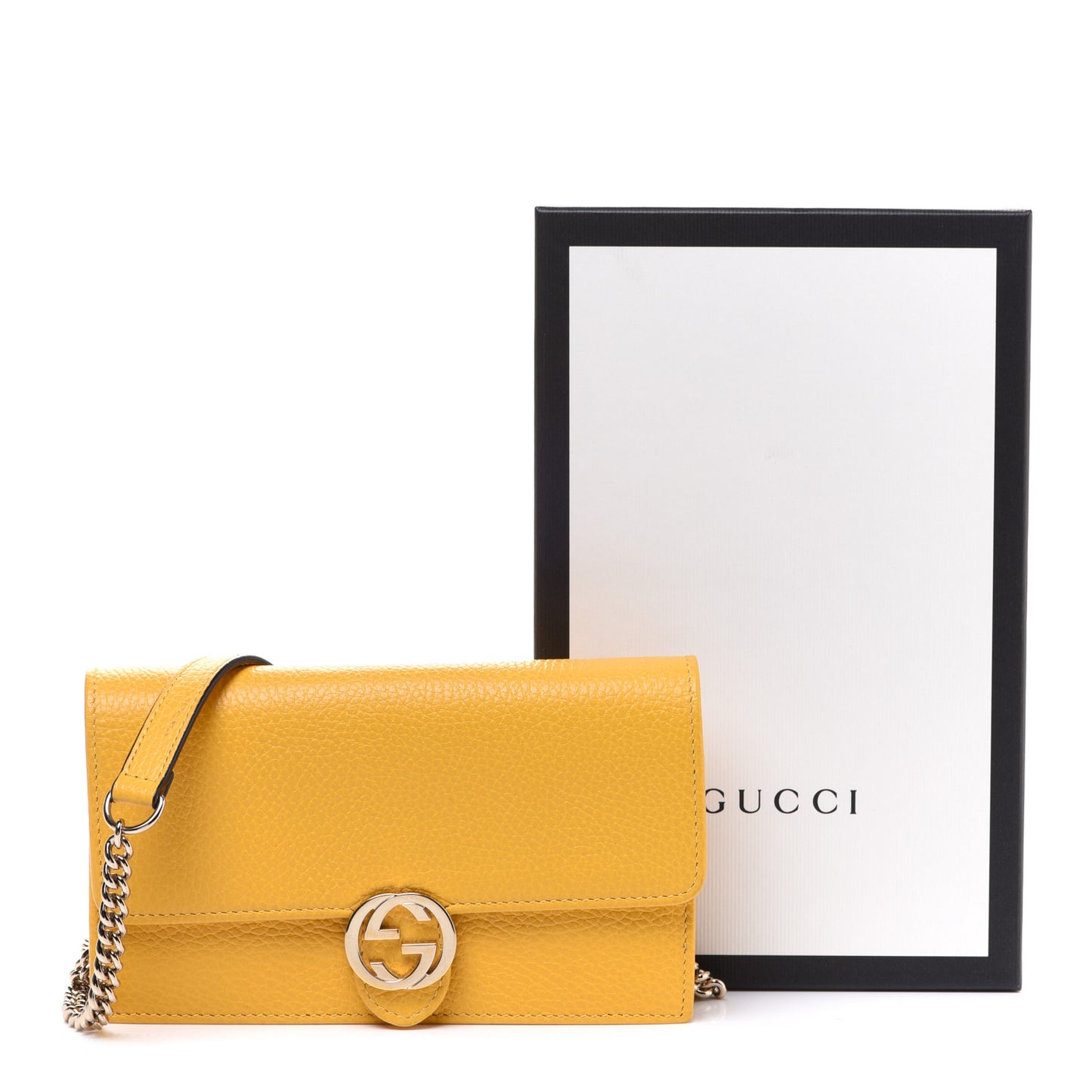 Dollar Calfskin Interlocking G Chain Wallet New Buttercup