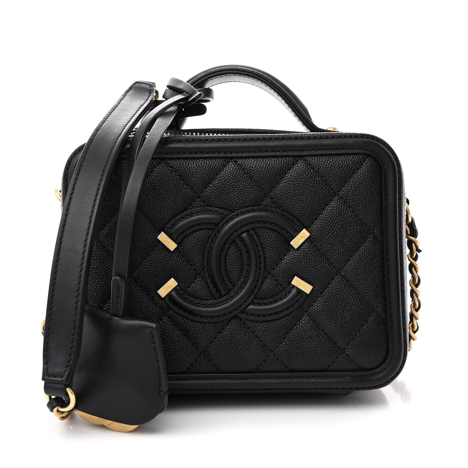 Chanel Caviar Quilted Small CC Filigree Vanity Case Black 1 of 12