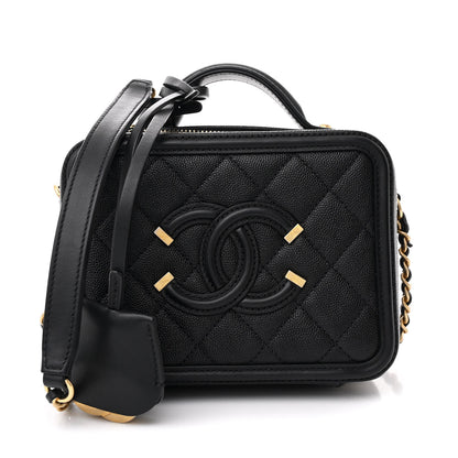 Chanel Caviar Quilted Small CC Filigree Vanity Case Black 1 of 12