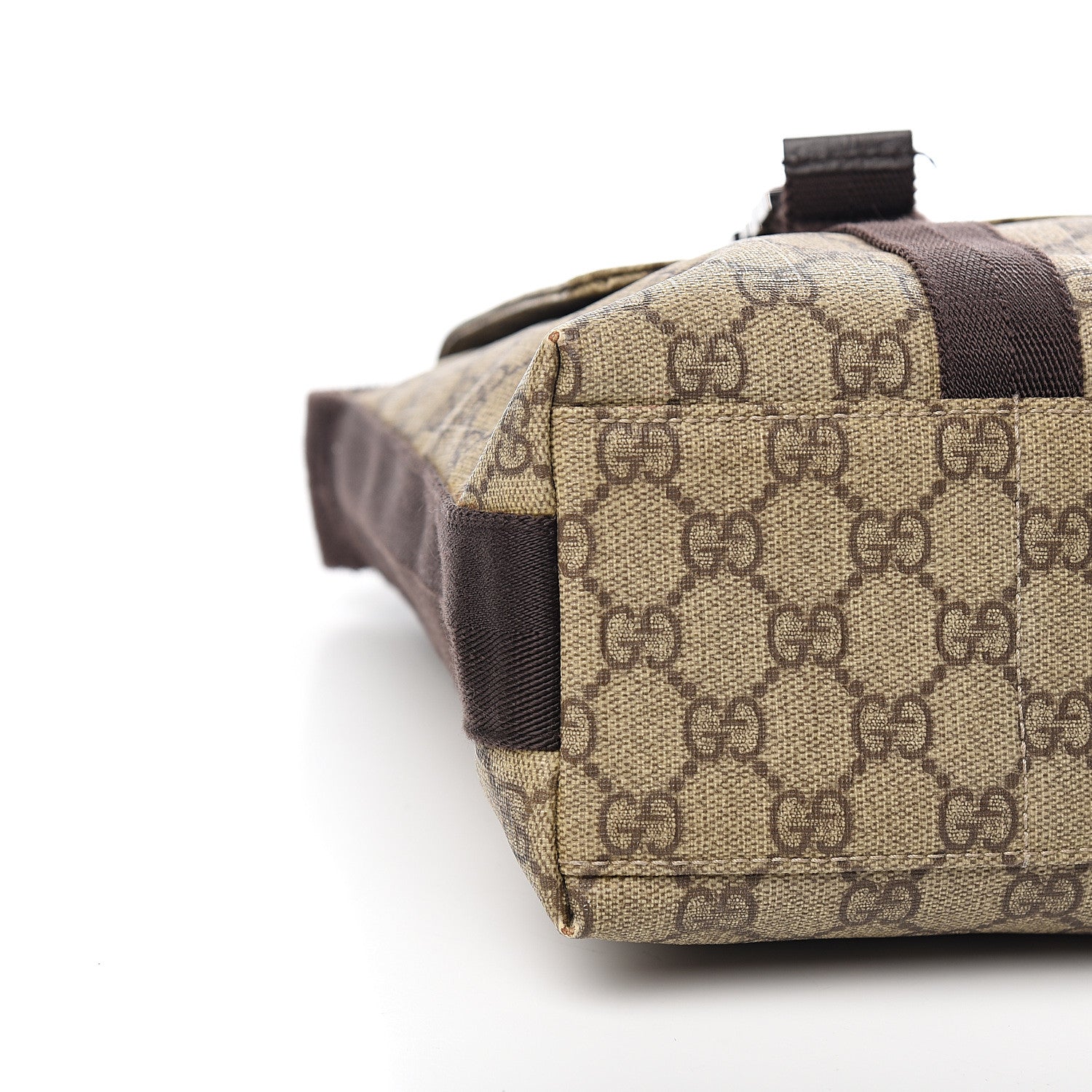 Gucci GG Plus Monogram Large Double Buckle Flap Messenger Bag Beige Dark Brown 8 of 11