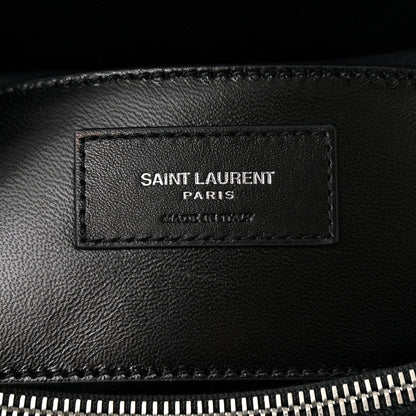 Saint Laurent Denim Mixed Matelasse Triquilt Large Monogram Envelope Satchel Black 6 of 10