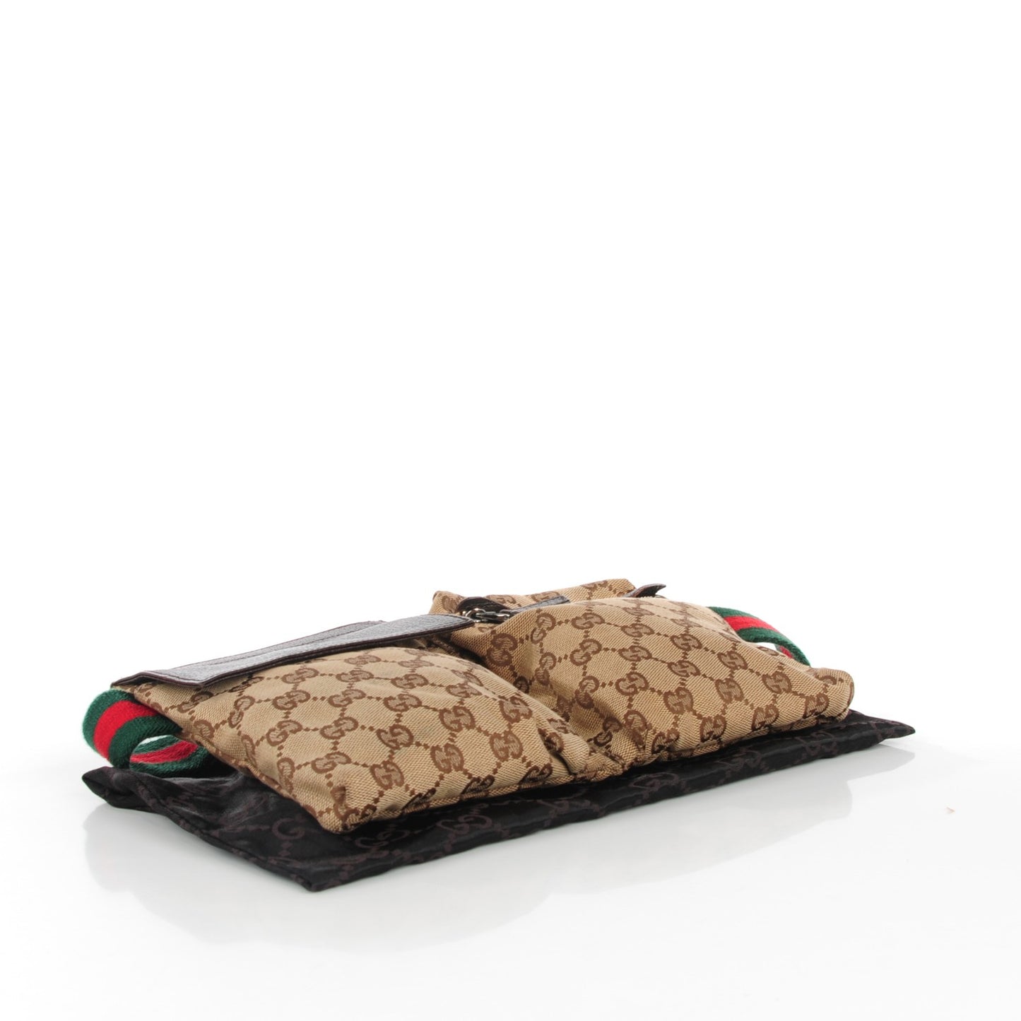 GG Monogram Web Double Pocket Belt Bag Dark Brown