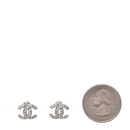 Chanel Crystal Mini Timeless CC Earrings Silver 2 of 5