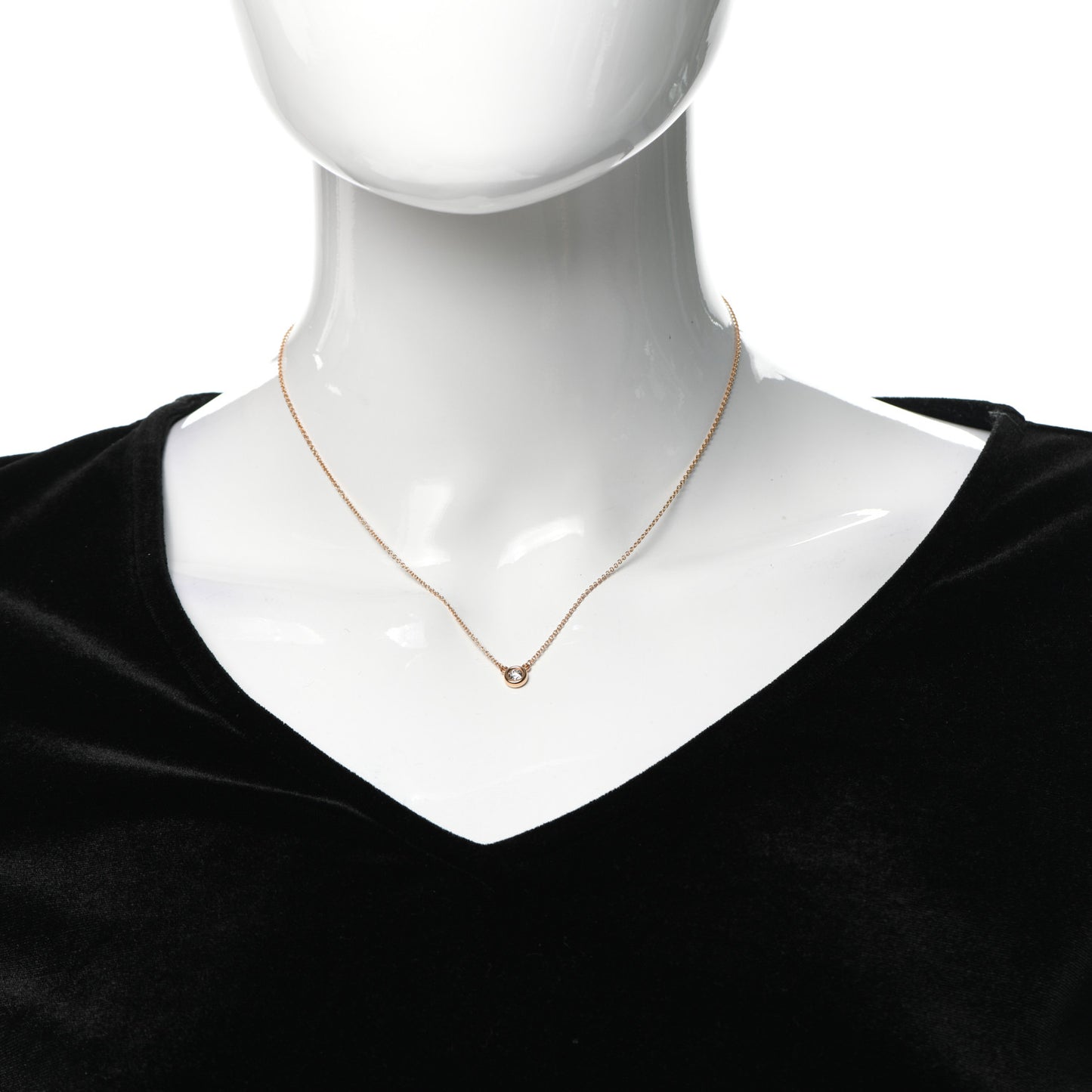 18K Rose Gold Diamond .17ct Elsa Peretti Diamonds by the Yard Pendant Necklace