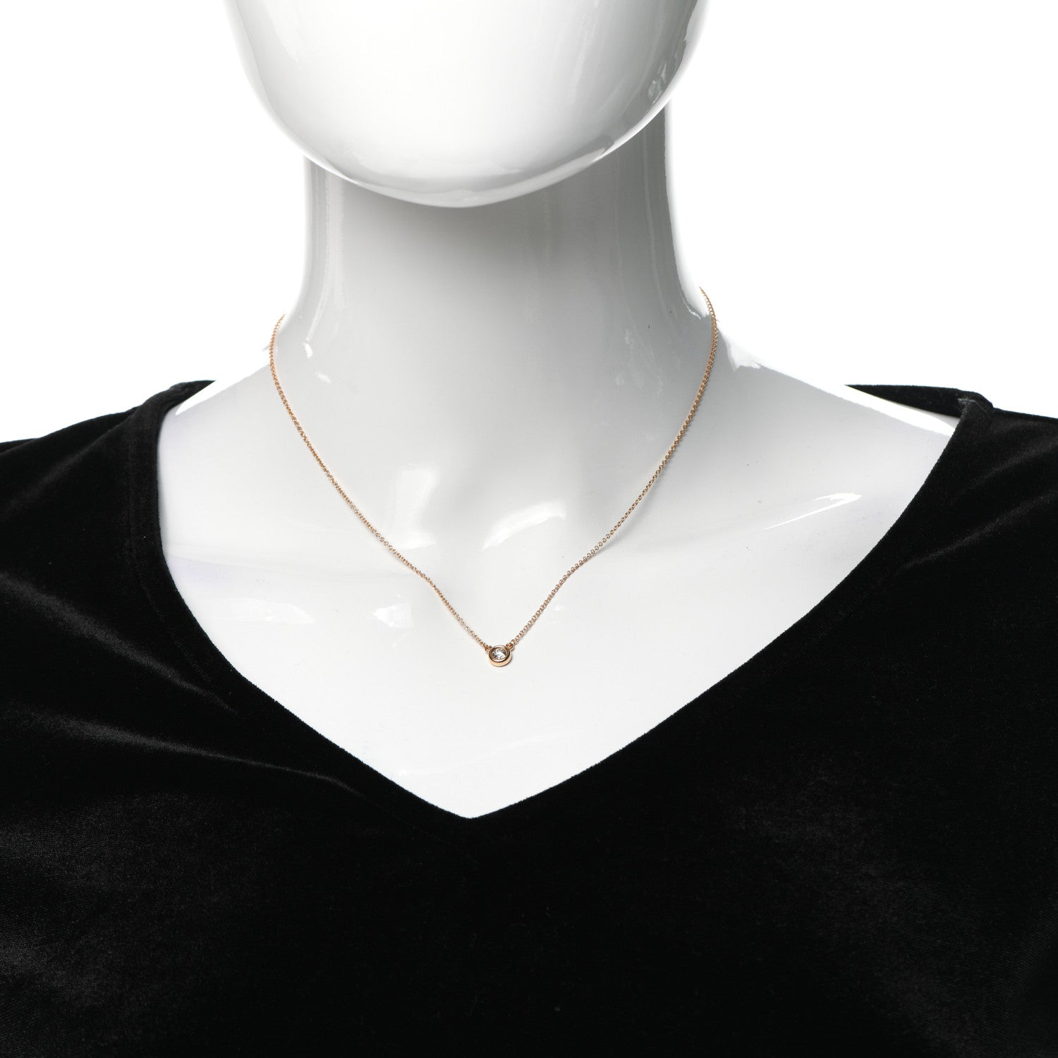 Tiffany 18K Rose Gold Diamond .17ct Elsa Peretti Diamonds by the Yard Pendant Necklace 2 of 5