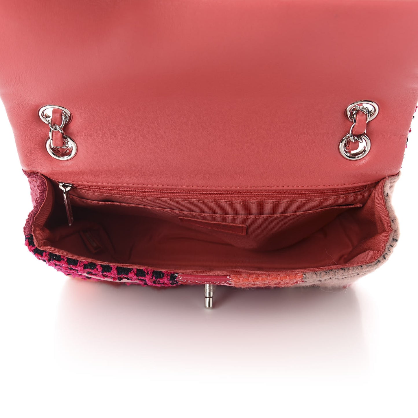 Tweed Patchwork Medium Single Flap Pink